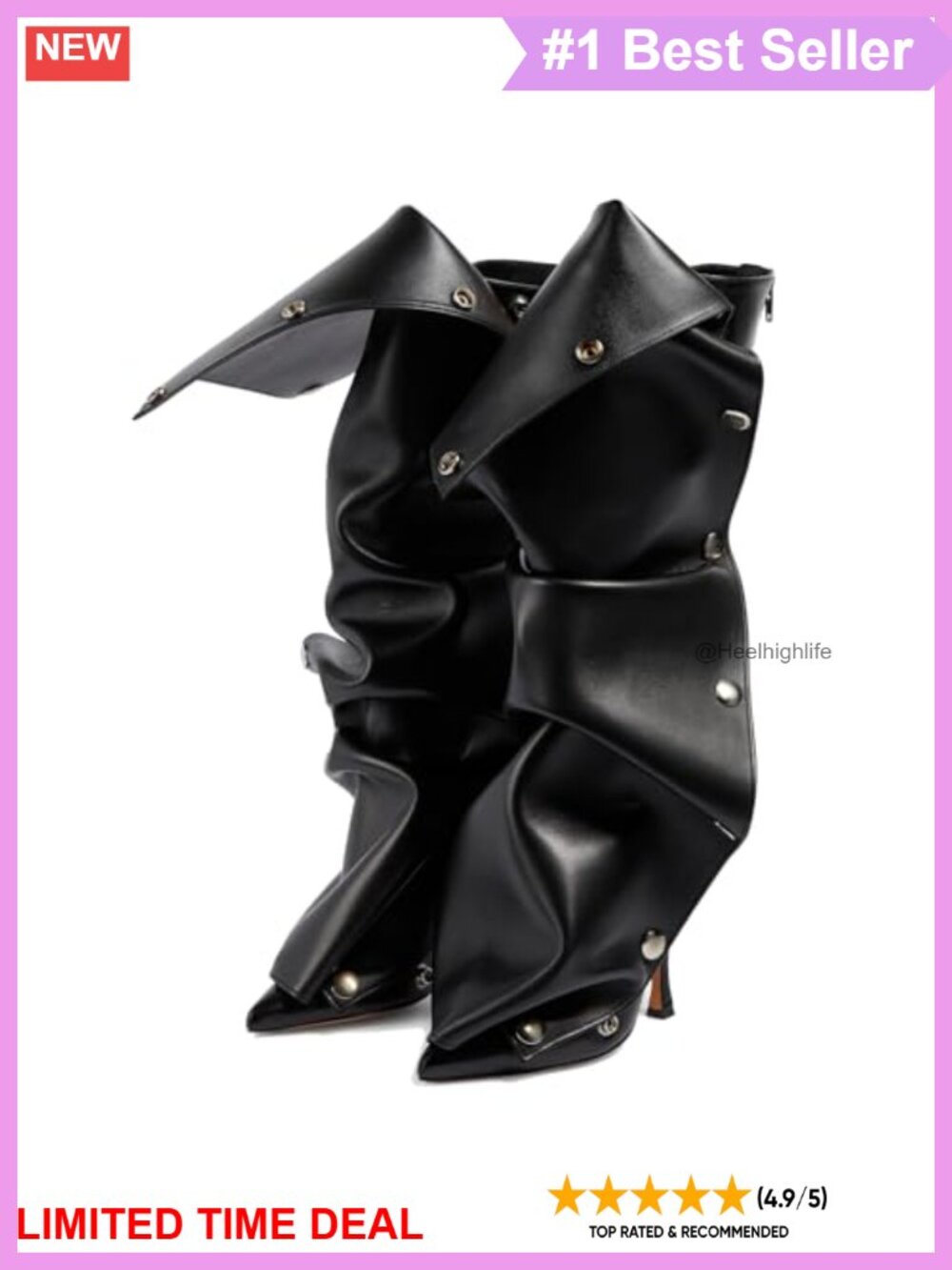 Stiletto Heel Knee High Boots Pointed Toe Denim Applique Zipper Slouchy Boot